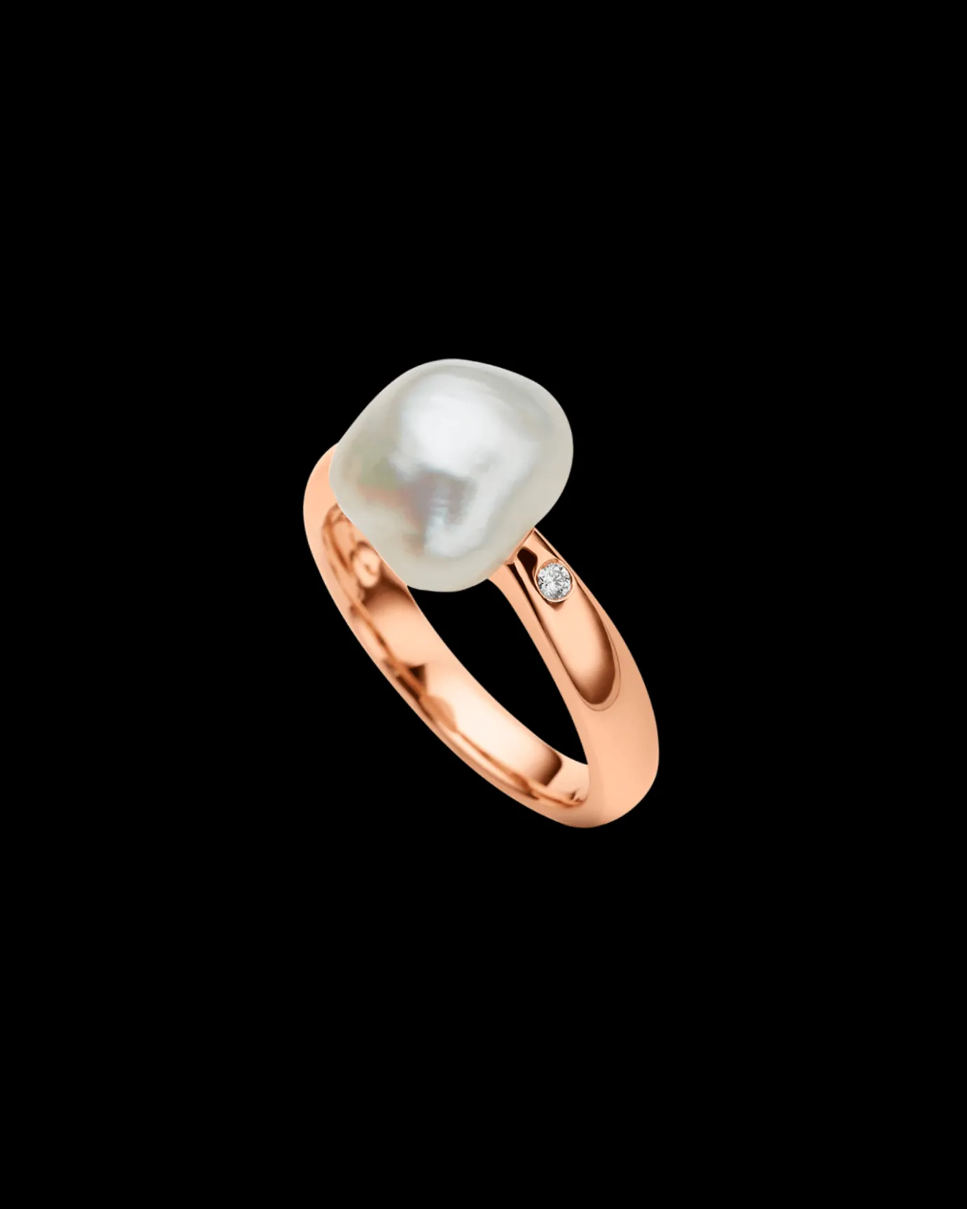 Rings^Paspaley Julia Pearl Ring | 9mm Keshi Pearl, Diamonds, and Rose Gold RoseGold