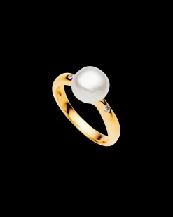 Rings^Paspaley Julia Pearl Ring | 9mm Keshi Pearl, Diamonds, and Yellow Gold YellowGold