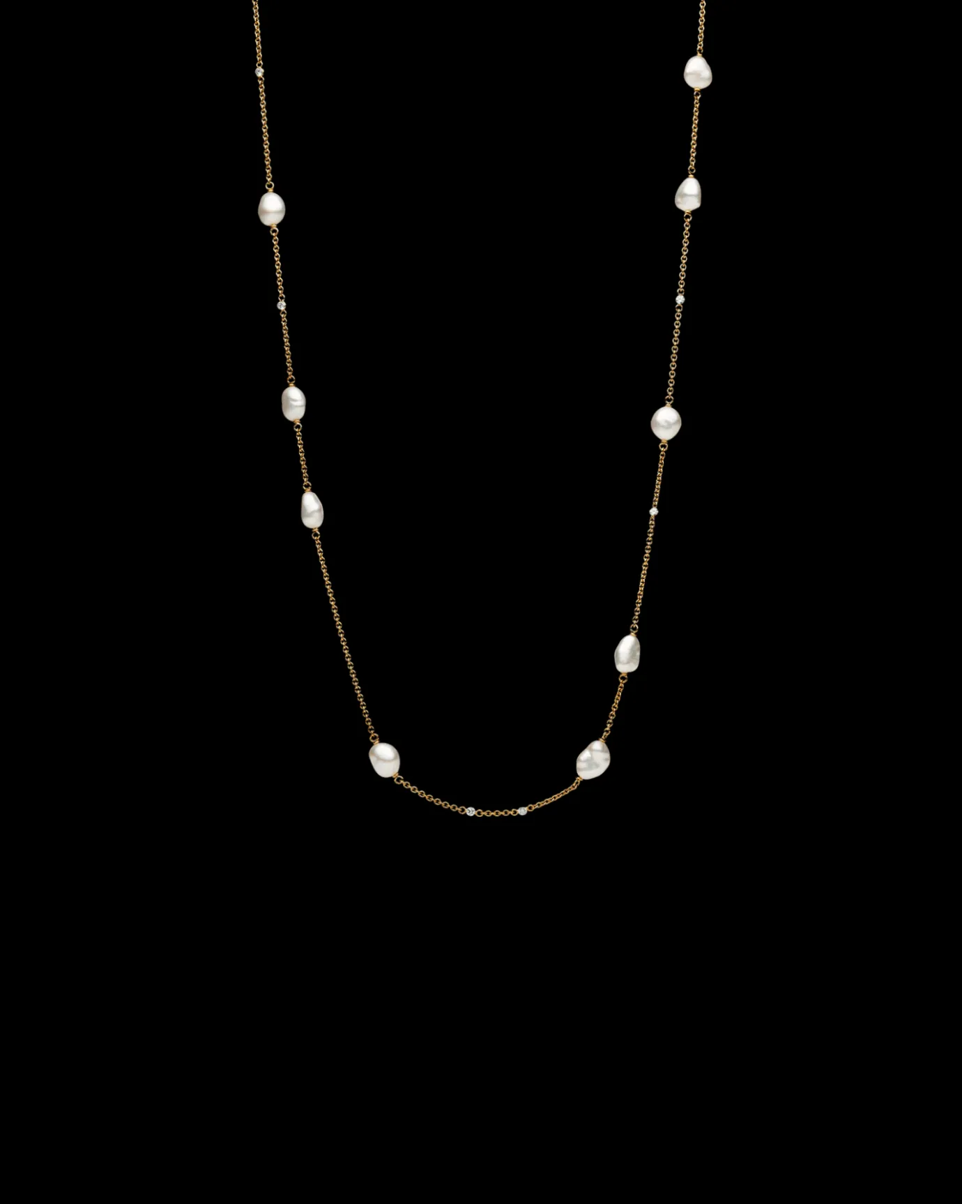 Necklaces & Pendants^Paspaley Keshi Pearl Long Chain Necklace | 5mm Keshi Pearls, Diamonds, and Yellow Gold YellowGold
