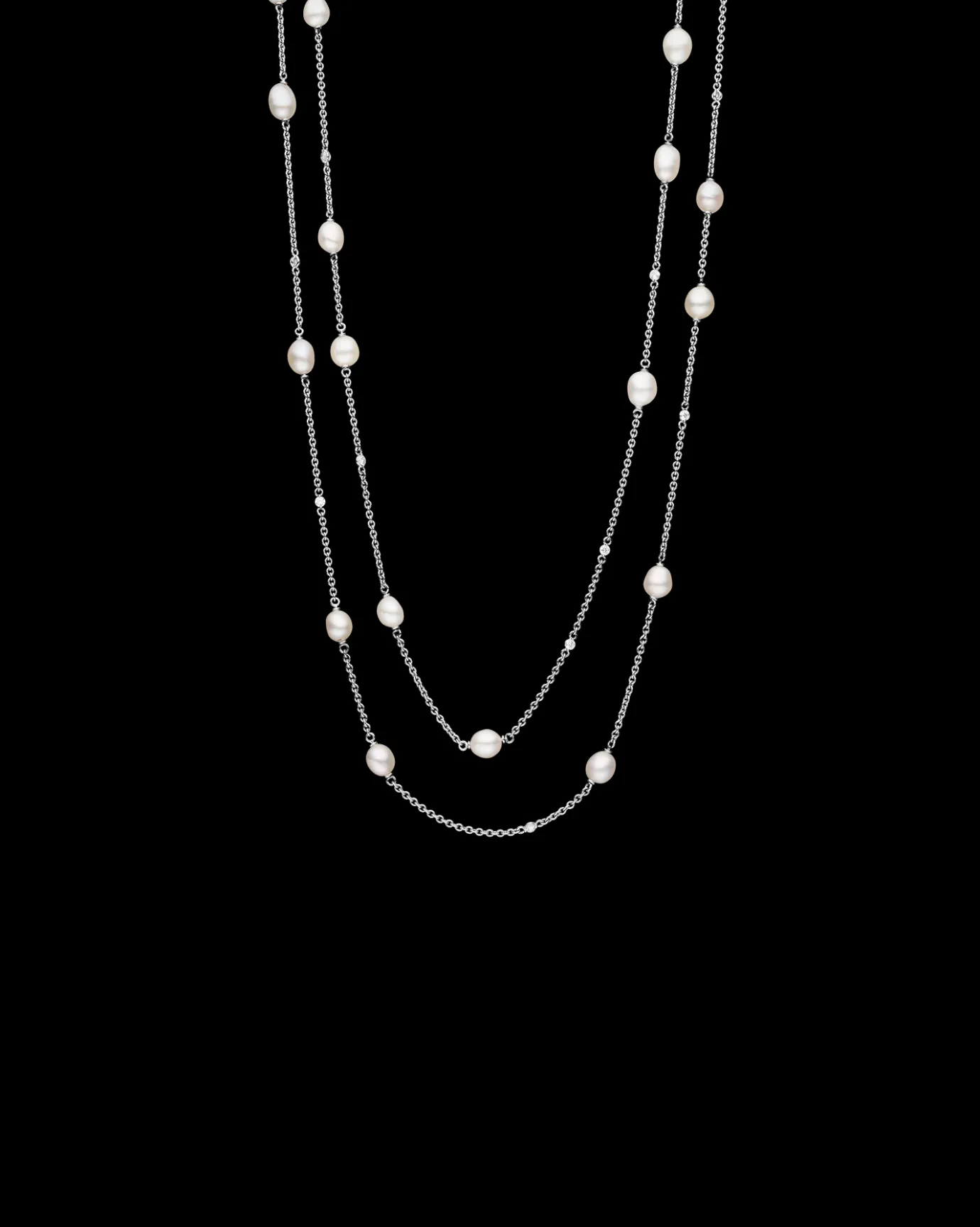 Necklaces & Pendants^Paspaley Keshi Pearl Long Chain Necklace | 5mm Keshi Pearls, Diamonds, and White Gold WhiteGold