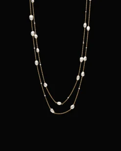 Necklaces & Pendants^Paspaley Keshi Pearl Long Chain Necklace | 5mm Keshi Pearls, Diamonds, and Yellow Gold YellowGold