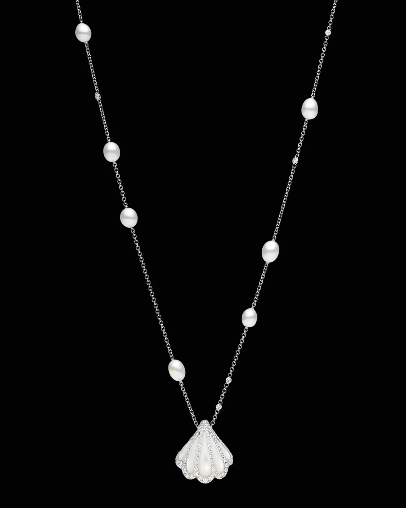 Necklaces & Pendants^Paspaley Keshi Pearl Long Chain Necklace | 5mm Keshi Pearls, Diamonds, and White Gold WhiteGold