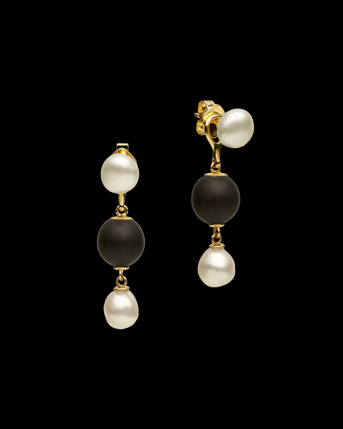 Earrings & Studs^Paspaley Kimberley Dusk and Keshi Stud Earrings | 7-8mm Keshi Pearls, Dark Sandalwood, and Yellow Gold