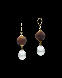 Earrings & Studs^Paspaley Kimberley Dusk and Keshi Stud Earrings | 7-8mm Keshi Pearls, Dark Sandalwood, and Yellow Gold