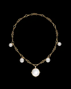 Necklaces & Pendants^Paspaley Layered Dive Charm Necklace | 13mm Oval Pearls, 12mm Circle Pearls, Mother of Pearl, and Yellow Gold YellowGold