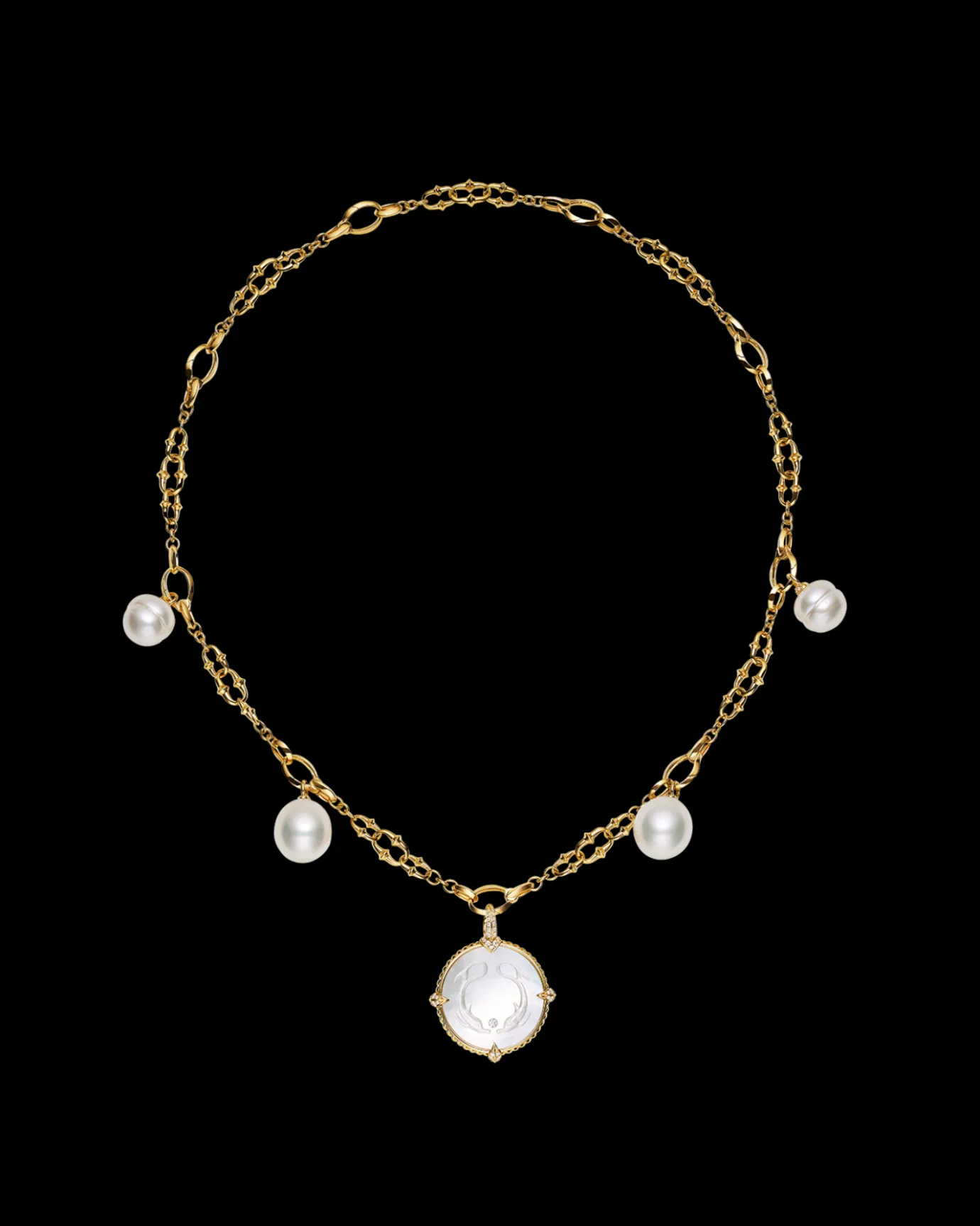 Necklaces & Pendants^Paspaley Layered Dive Charm Necklace | 13mm Oval Pearls, 12mm Circle Pearls, Mother of Pearl, and Yellow Gold YellowGold