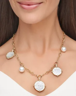 Necklaces & Pendants^Paspaley Layered Dive Charm Necklace | 13mm Oval Pearls, 12mm Circle Pearls, Mother of Pearl, and Yellow Gold YellowGold