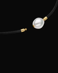 Necklaces & Pendants^Paspaley Leather and Pearl Necklace | 13mm Baroque Pearl, Leather, and Yellow Gold YellowGold