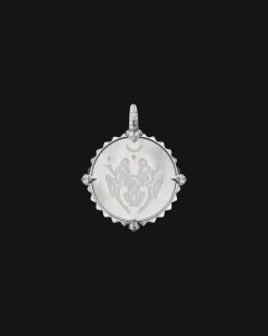 Chains, Charms & Accessories^Paspaley Leo Coin Charm | Mother of Pearl, Diamonds, and White Gold WhiteGold