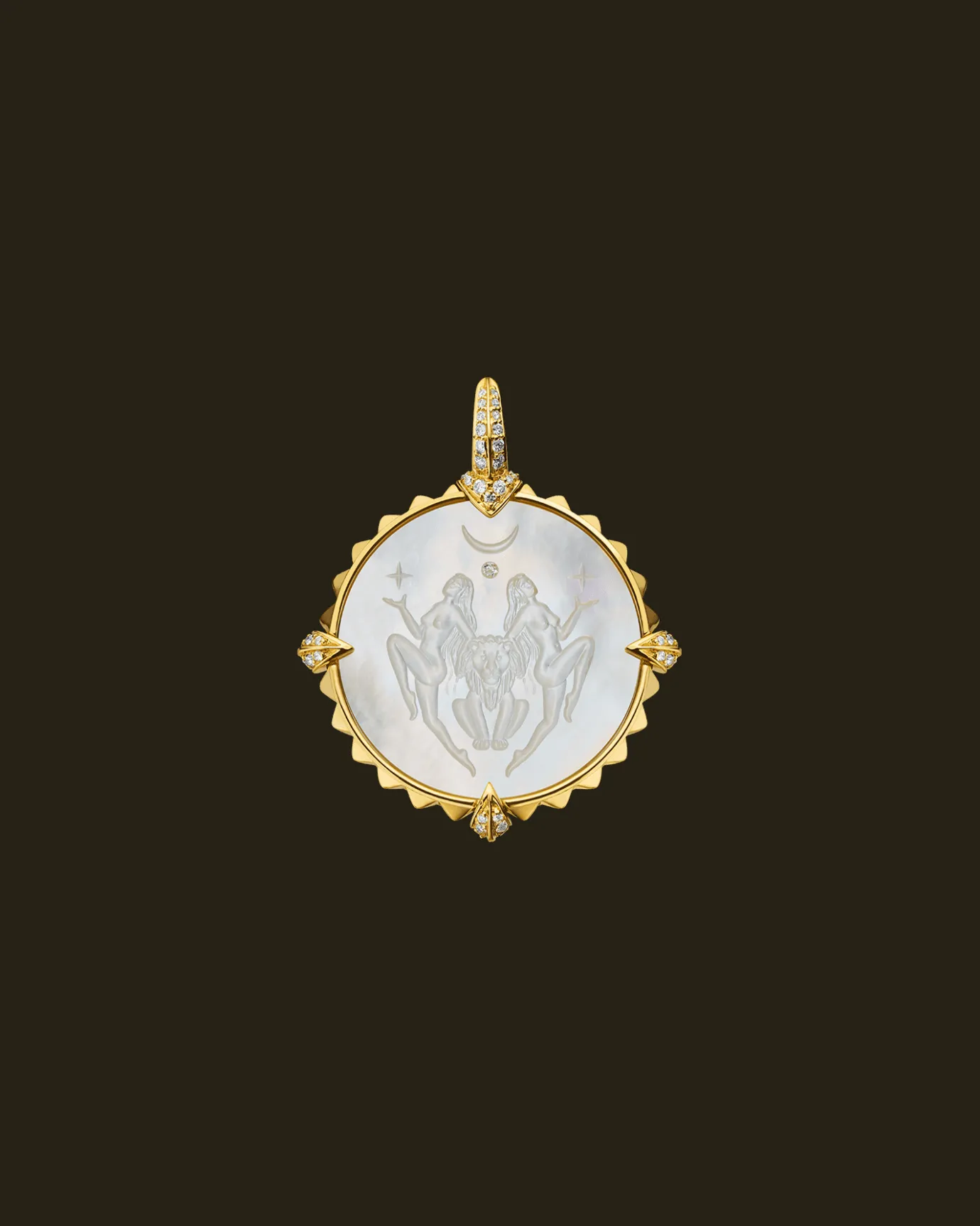Chains, Charms & Accessories^Paspaley Leo Coin Charm | Mother of Pearl, Diamonds, and Yellow Gold YellowGold