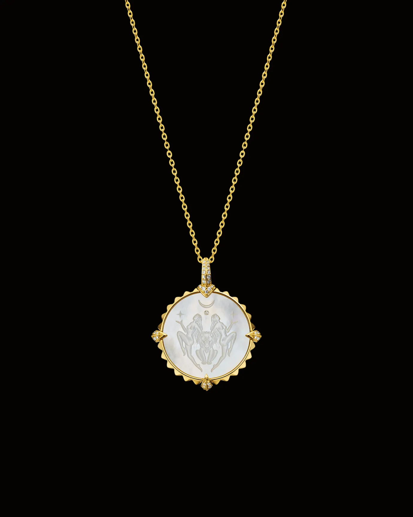 Chains, Charms & Accessories^Paspaley Leo Coin Charm | Mother of Pearl, Diamonds, and Yellow Gold YellowGold
