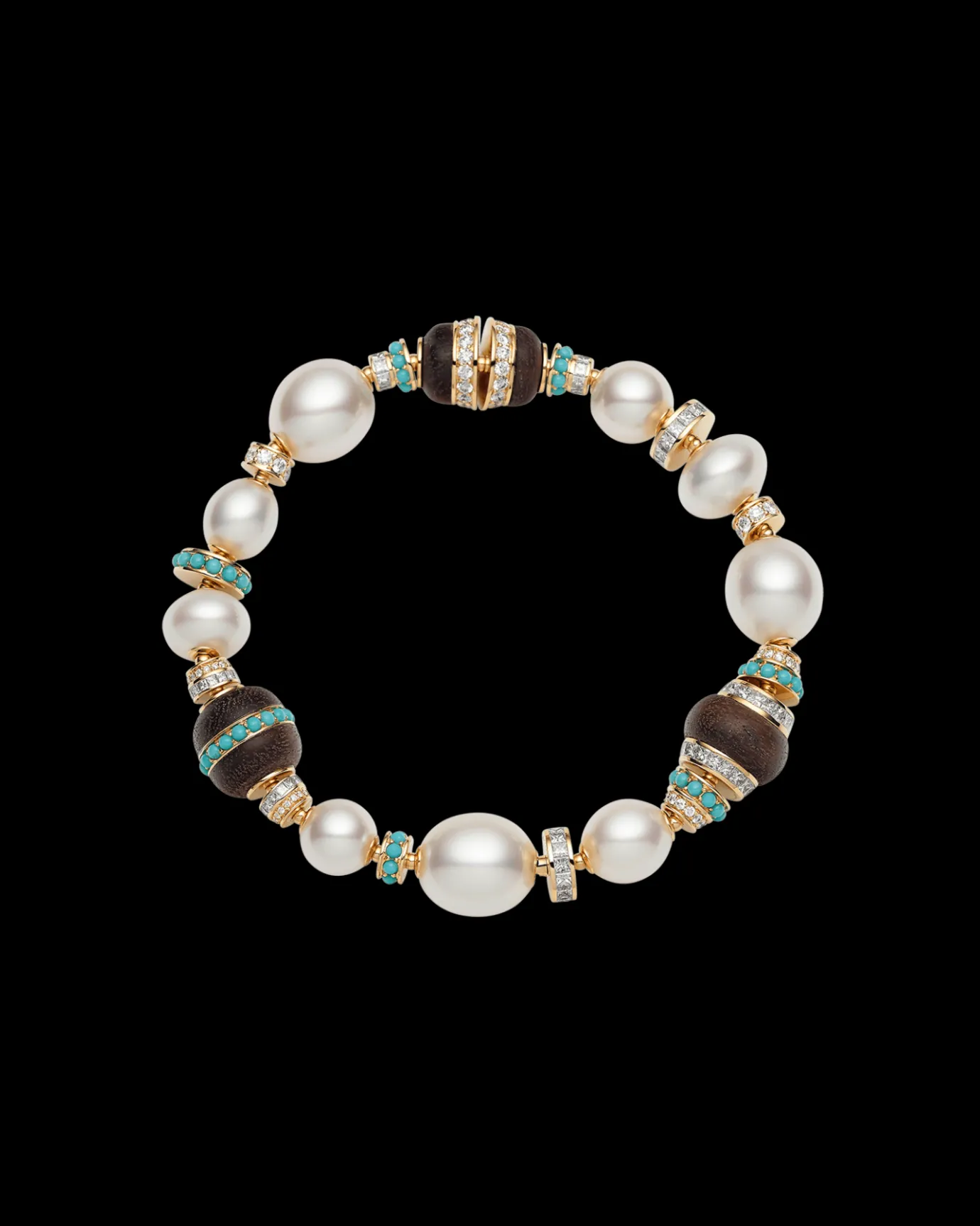 Bracelets^Paspaley Lugger Wood Pearl Bracelet | 8-11mm Pearls, Turquoise, and Yellow Gold YellowGold