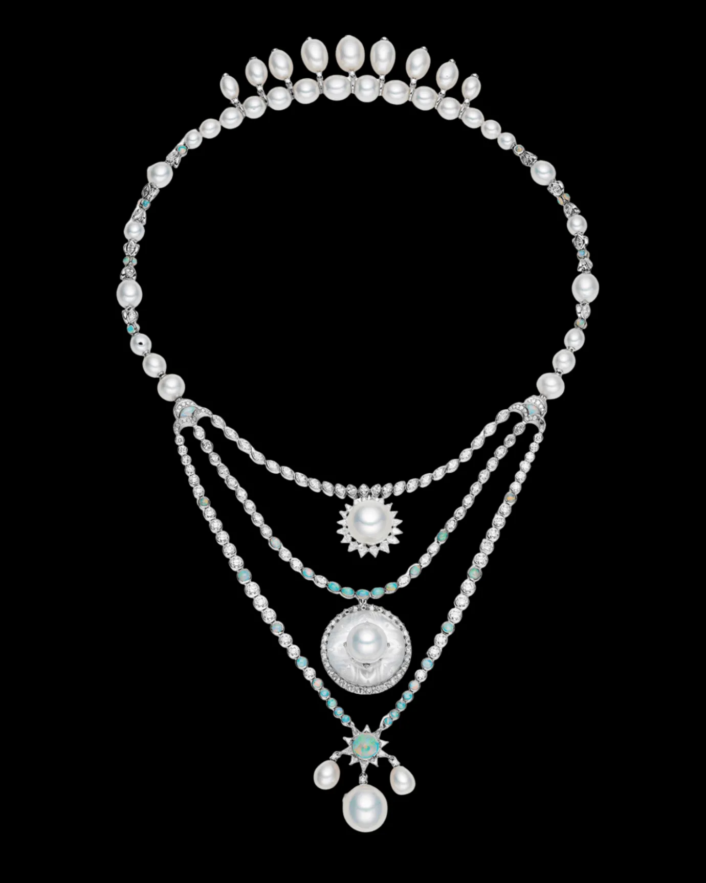 Necklaces & Pendants^Paspaley Lunar Eclipse Pearl Necklace | 9-13mm Pearls, Rock Crystals, and White Gold WhiteGold