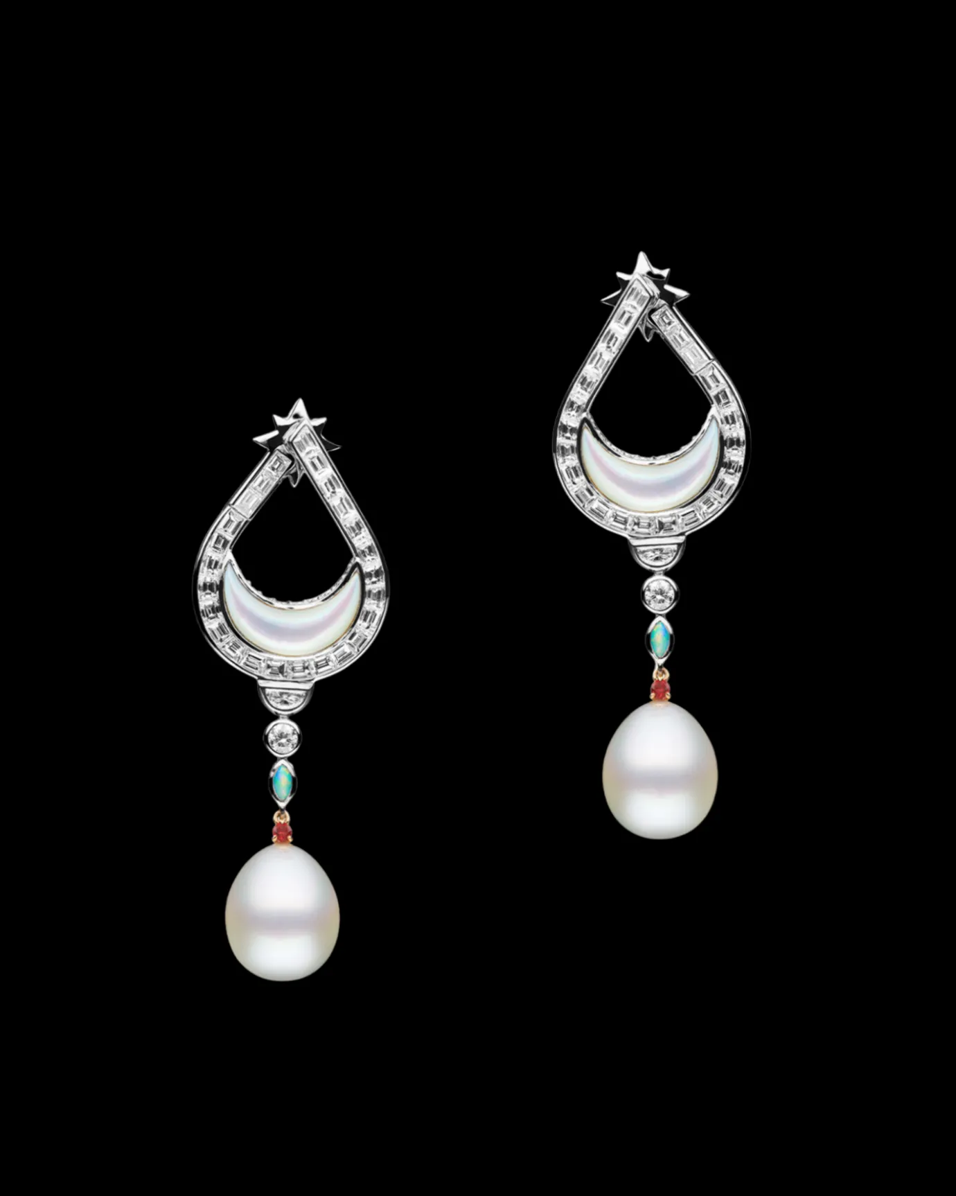 Earrings & Studs^Paspaley Lunar Solar Pearl Earrings | 11mm Drop Pearls, Orange Sapphires, and White Gold WhiteGold