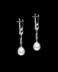 Earrings & Studs^Paspaley Lunar Solar Pearl Earrings | 11mm Drop Pearls, Orange Sapphires, and White Gold WhiteGold