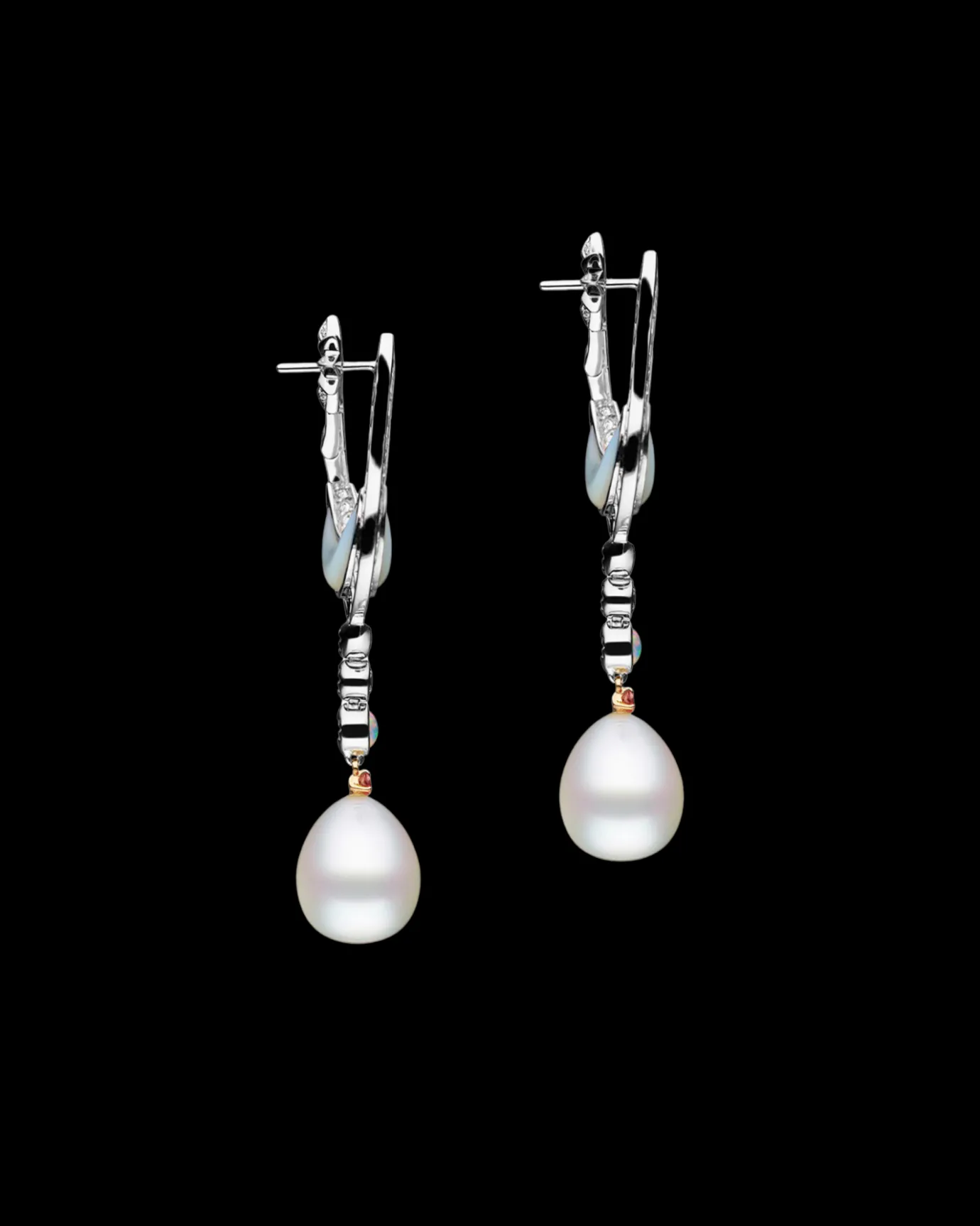 Earrings & Studs^Paspaley Lunar Solar Pearl Earrings | 11mm Drop Pearls, Orange Sapphires, and White Gold WhiteGold
