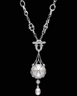 Necklaces & Pendants^Paspaley Moonstone Anchored Lavalier Pearl Necklace | 18mm Round Pearl, Moonstone, and White Gold WhiteGold