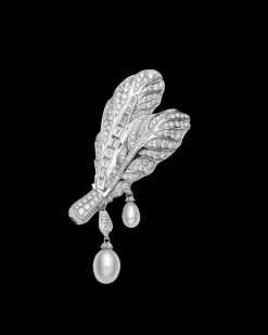 Clasps & Brooches^Paspaley Night Bird Feather Pearl Brooch Clasp | 5-7mm Keshi Pearls, Diamonds, and White Gold WhiteGold