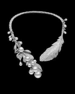 Necklaces & Pendants^Paspaley Night Bird Feather Pearl Collier | 5-16mm Pearls, Diamonds, and White Gold WhiteGold