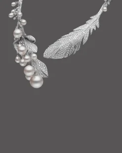 Necklaces & Pendants^Paspaley Night Bird Feather Pearl Collier | 5-16mm Pearls, Diamonds, and White Gold WhiteGold