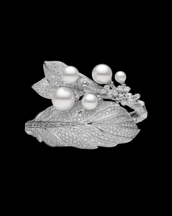 Bracelets^Paspaley Night Bird Single Feather Pearl Cuff | Round Pearls, Diamond, and White Gold WhiteGold