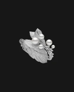 Bracelets^Paspaley Night Bird Single Feather Pearl Cuff | Round Pearls, Diamond, and White Gold WhiteGold