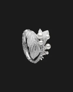 Bracelets^Paspaley Night Bird Single Feather Pearl Cuff | Round Pearls, Diamond, and White Gold WhiteGold