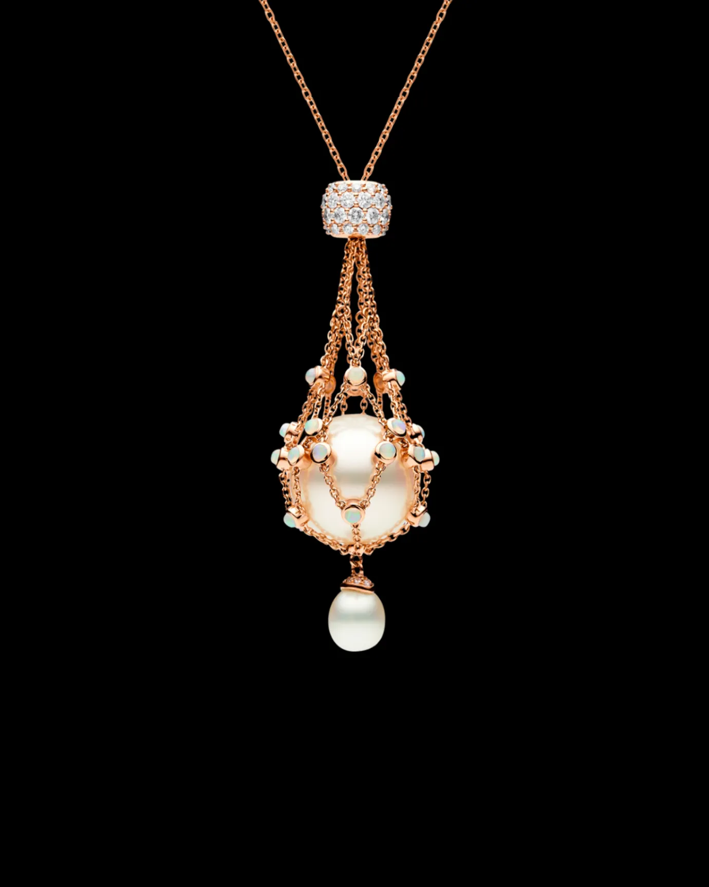 Necklaces & Pendants^Paspaley Opal Lavalier Pearl Necklace | 15mm Round Pearl, Opals, and Rose Gold RoseGold