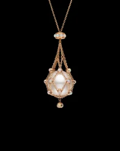 Necklaces & Pendants^Paspaley Opal Lavalier Pearl Necklace | 15mm Button Pearl, Opals and Rose Gold RoseGold