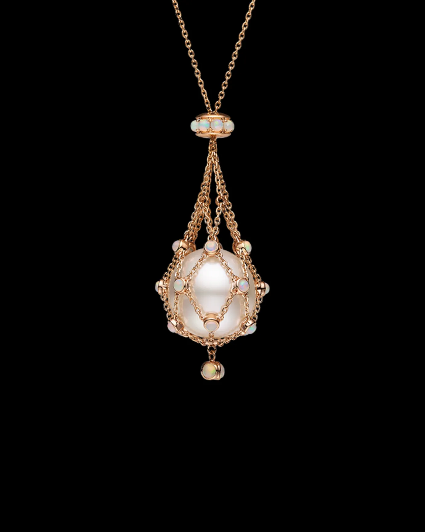 Necklaces & Pendants^Paspaley Opal Lavalier Pearl Necklace | 15mm Button Pearl, Opals and Rose Gold RoseGold