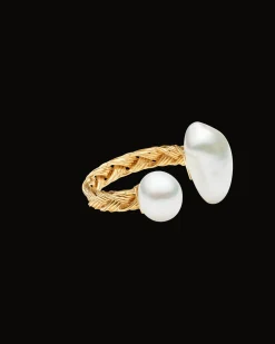 Rings^Paspaley Pandanus Double Keshi Pearl Ring | 8-10mm Keshi Pearls and Yellow Gold YellowGold