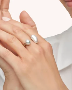 Rings^Paspaley Pandanus Double Keshi Pearl Ring | 8-10mm Keshi Pearls and Yellow Gold YellowGold