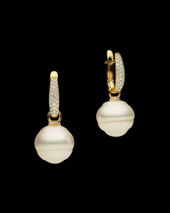 Earrings & Studs^Paspaley Pavé Diamond Pearls My Way Earrings | 14mm Circle Pearls, Diamonds and Yellow Gold YellowGold