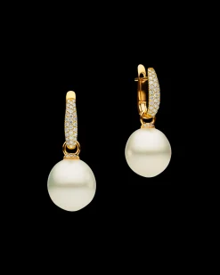 Earrings & Studs^Paspaley Pavé Diamond Pearls My Way Earrings | 14mm Oval Pearls, Diamonds, and Yellow Gold YellowGold