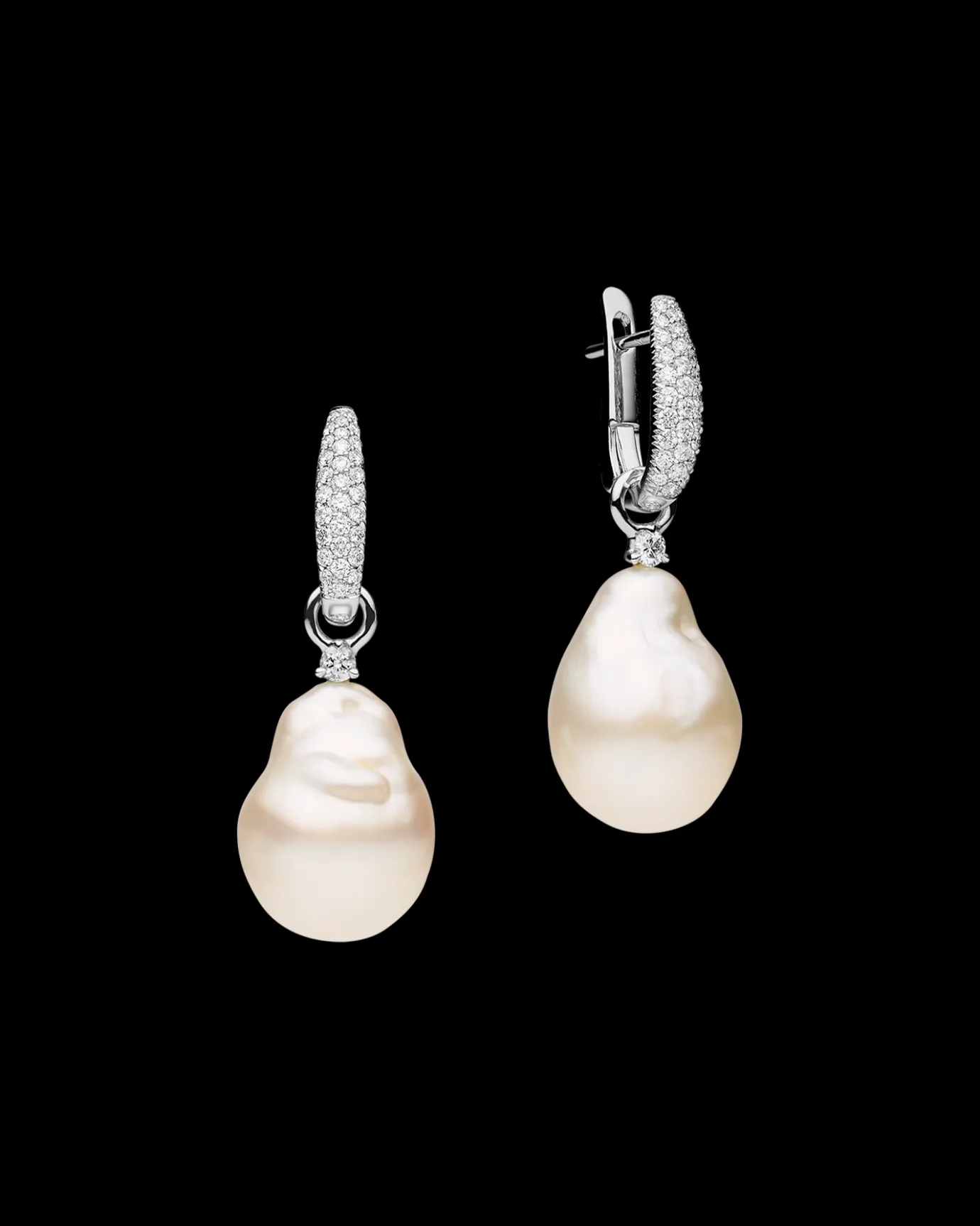 Earrings & Studs^Paspaley Pavé Diamond Pearls My Way Earrings | 12mm Baroque Pearls, Diamonds and White Gold WhiteGold