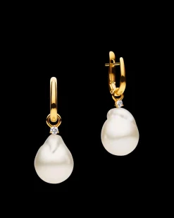 Earrings & Studs^Paspaley Pearls My Way Earrings | 12mm Baroque Pearls, Diamonds, and Yellow Gold YellowGold