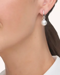 Earrings & Studs^Paspaley Pearls My Way Pearl Earrings | 10mm Oval Pearls, Diamonds, and White Gold WhiteGold