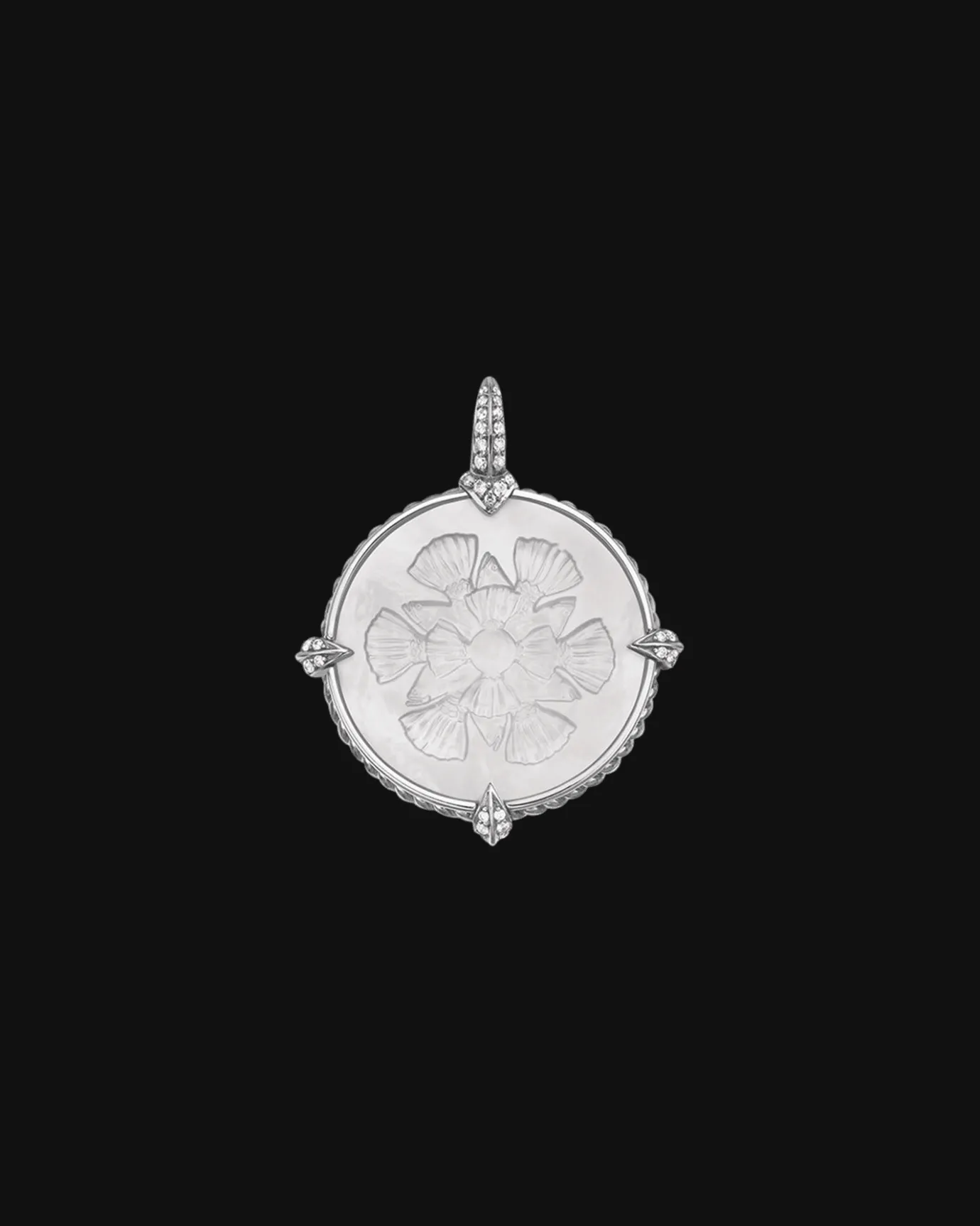 Chains, Charms & Accessories^Paspaley Petite Mermaid Coin Charm | Mother of Pearl, Diamonds, and White Gold WhiteGold
