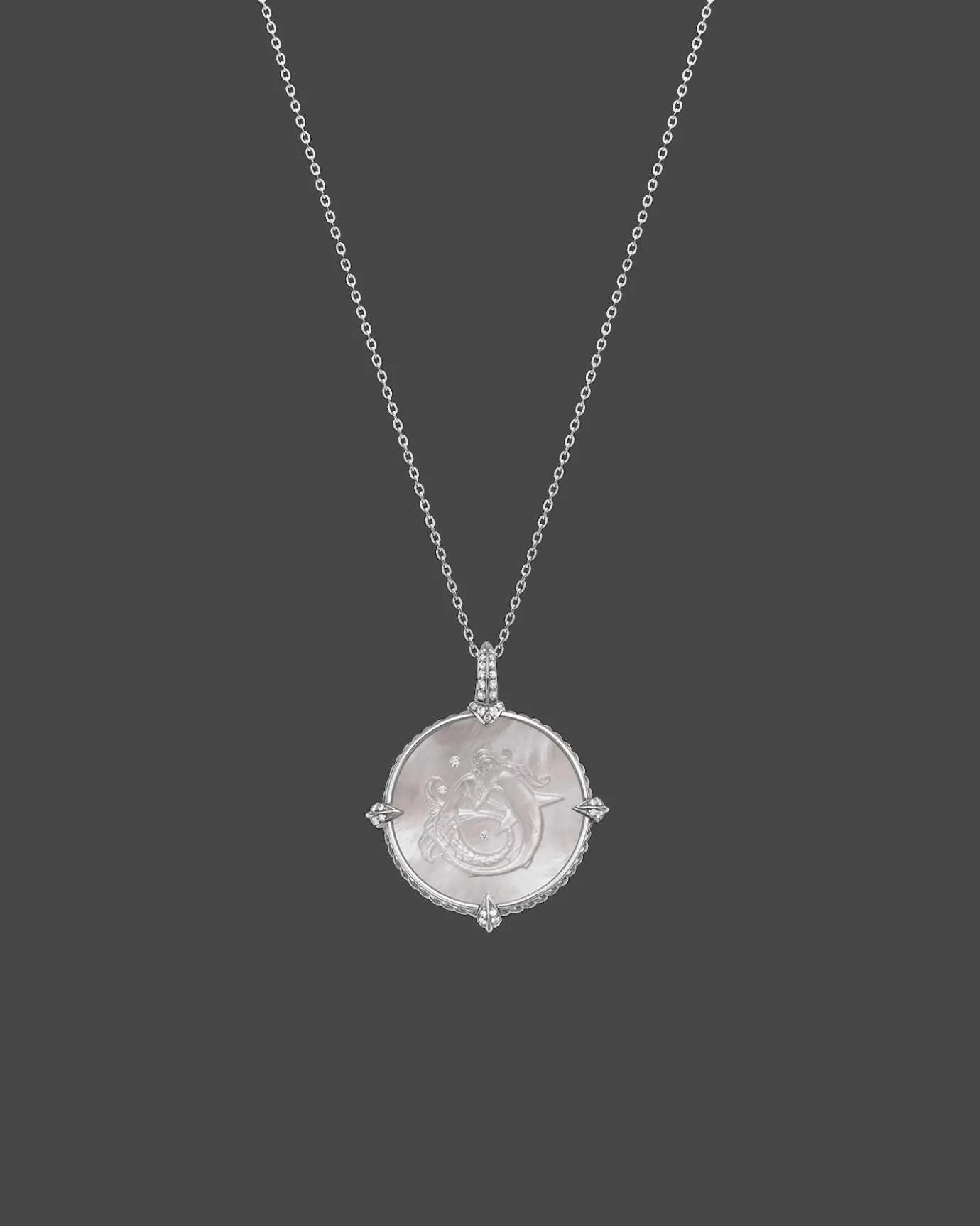 Chains, Charms & Accessories^Paspaley Petite Mermaid Coin Charm | Mother of Pearl, Diamonds, and White Gold WhiteGold