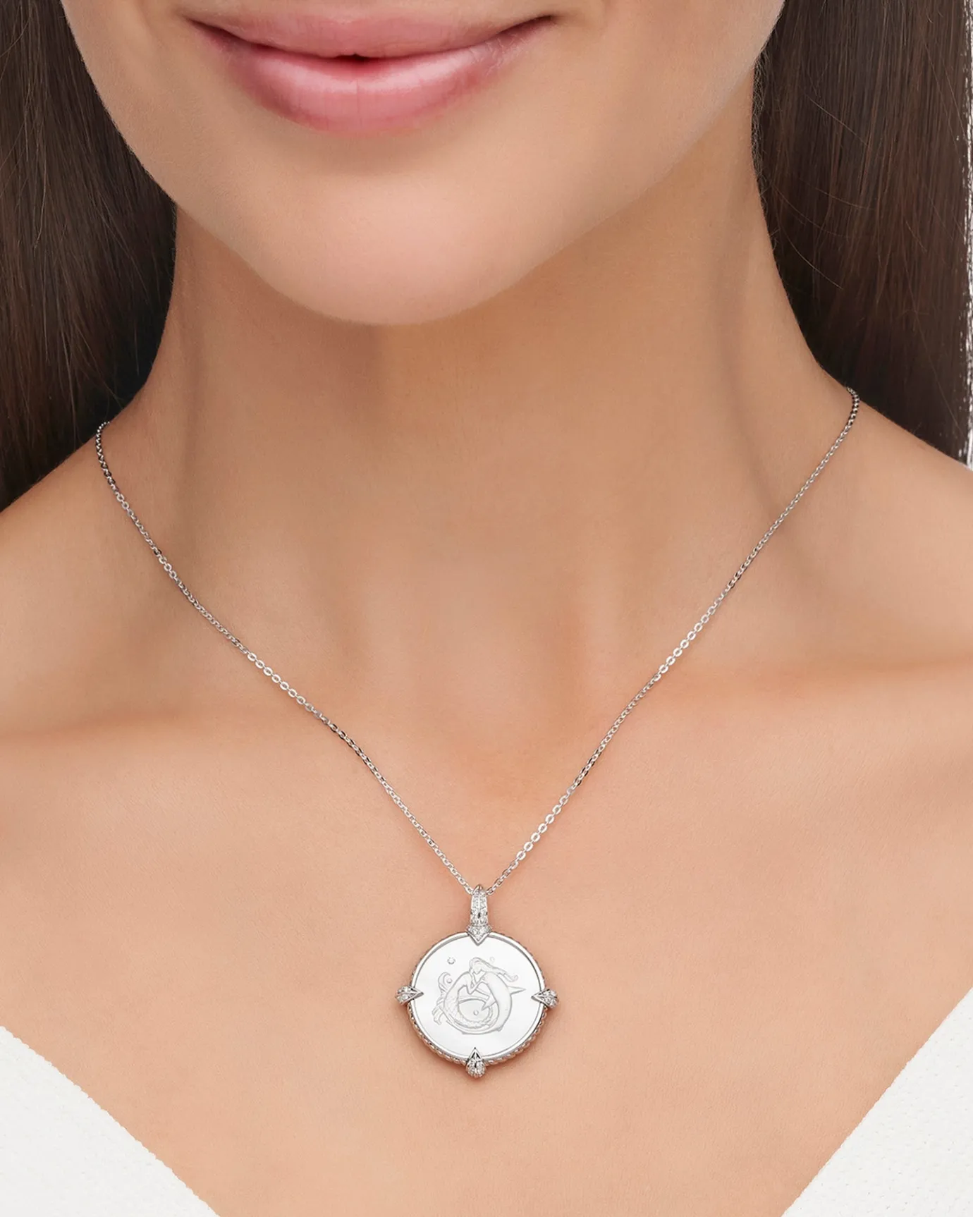 Chains, Charms & Accessories^Paspaley Petite Mermaid Coin Charm | Mother of Pearl, Diamonds, and White Gold WhiteGold