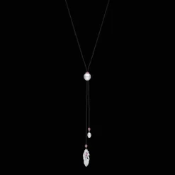 Necklaces & Pendants^Paspaley Pink Sapphire Feather Silk Pearl Necklace | 13mm Keshi Pearl, Mother of Pearl, and Yellow Gold YellowGold