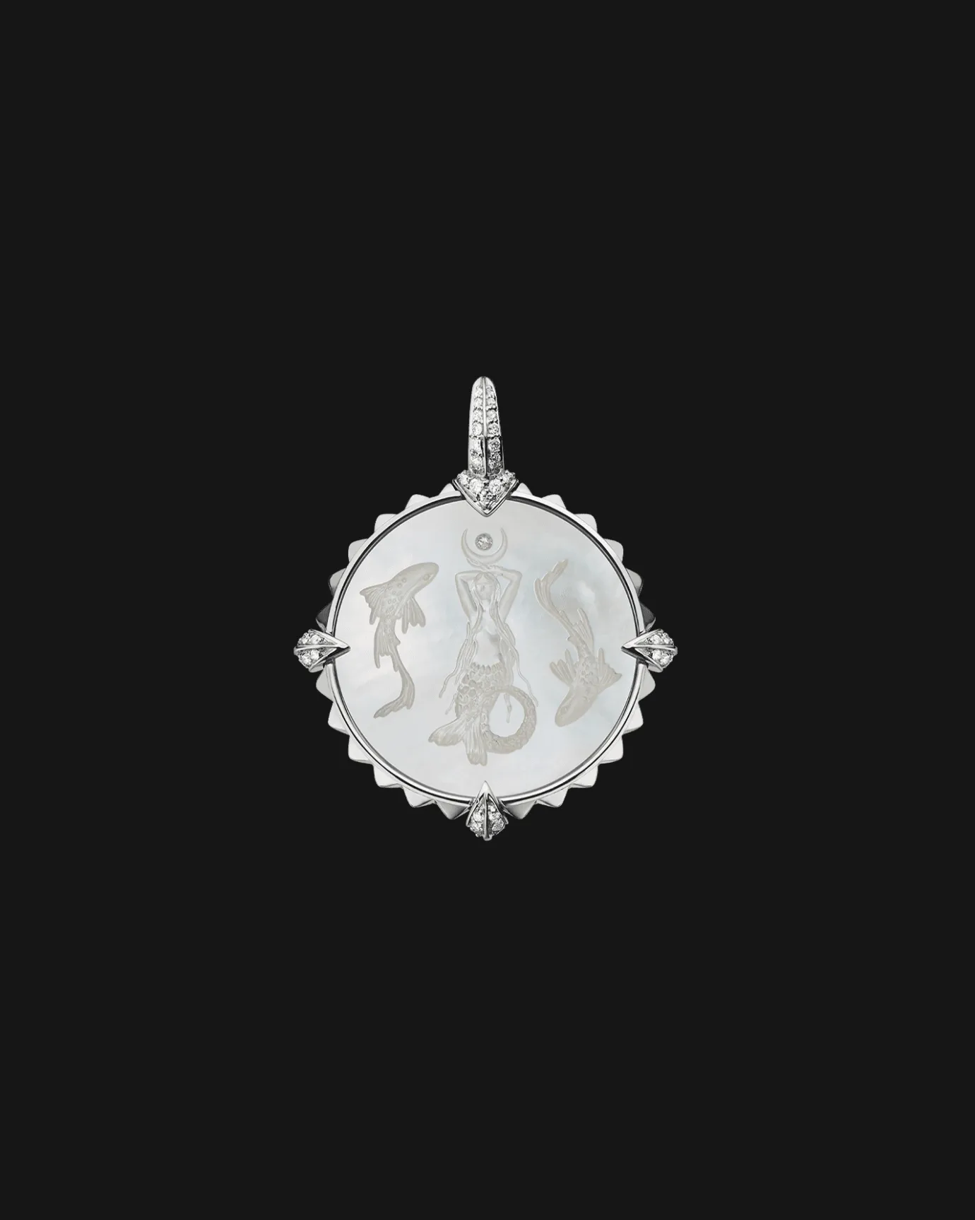 Chains, Charms & Accessories^Paspaley Pisces Coin Charm | Mother of Pearl, Diamonds, and White Gold WhiteGold