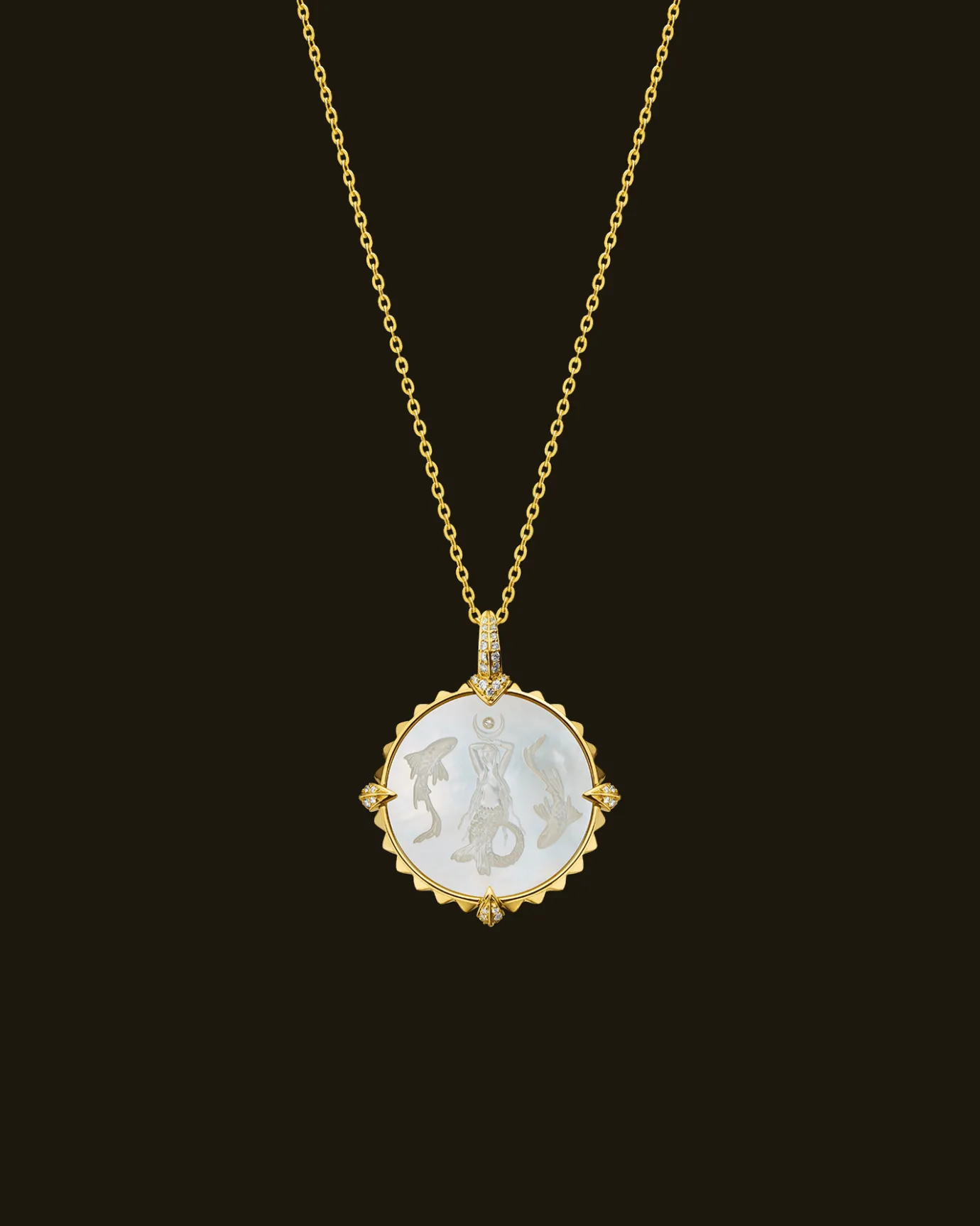 Chains, Charms & Accessories^Paspaley Pisces Coin Charm | Mother of Pearl, Diamonds, and Yellow Gold YellowGold