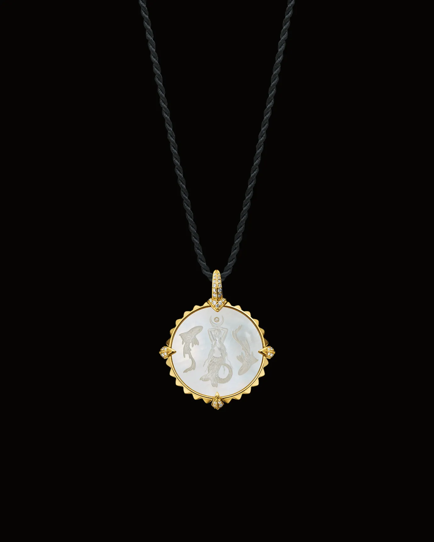 Chains, Charms & Accessories^Paspaley Pisces Coin Charm | Mother of Pearl, Diamonds, and Yellow Gold YellowGold