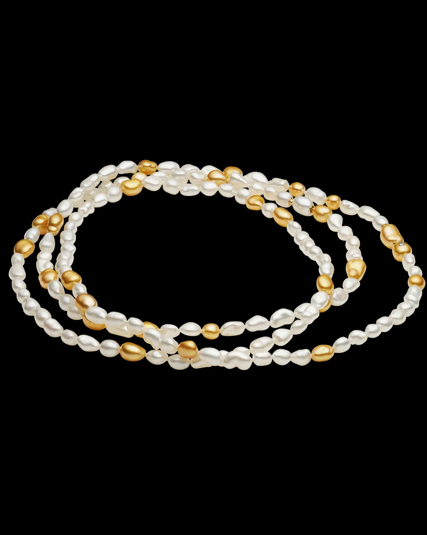 Strand Necklaces & Bracelets | Necklaces & Pendants^Paspaley Rhapsody 25 Strand Necklace | 6-8mm Keshi and Gold Keshi Pearls, Signature Diamond, and Yellow Gold YellowGold