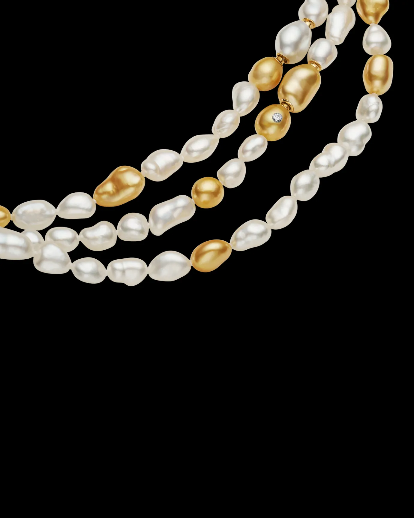 Strand Necklaces & Bracelets | Necklaces & Pendants^Paspaley Rhapsody 25 Strand Necklace | 6-8mm Keshi and Gold Keshi Pearls, Signature Diamond, and Yellow Gold YellowGold