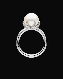 Rings^Paspaley Rockpool Pearl Ring | 11mm Round Pearl, Diamonds, and White Gold WhiteGold