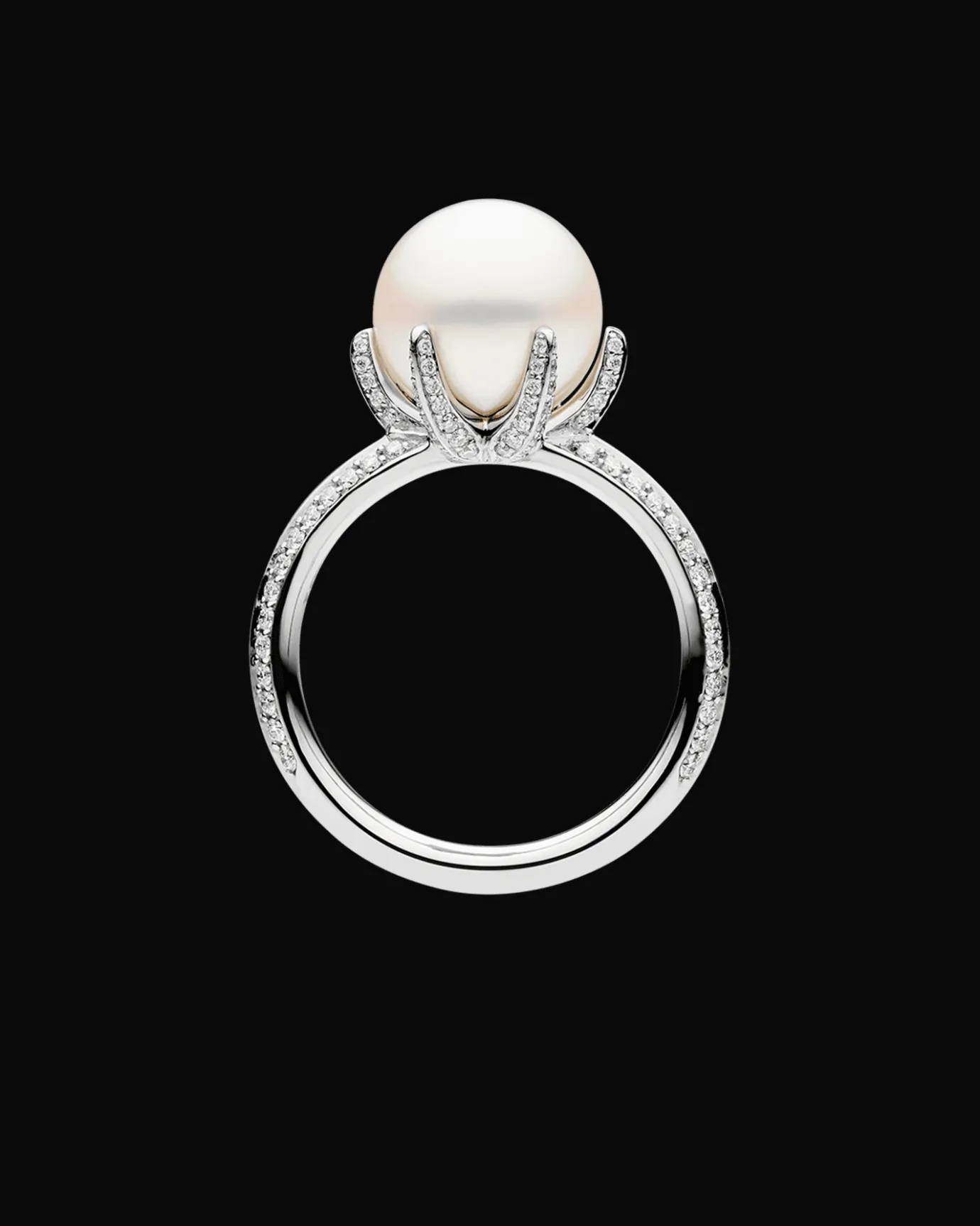 Rings^Paspaley Rockpool Pearl Ring | 11mm Round Pearl, Diamonds, and White Gold WhiteGold
