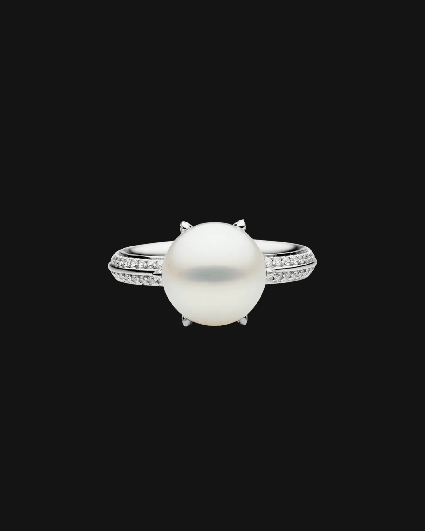 Rings^Paspaley Rockpool Pearl Ring | 11mm Round Pearl, Diamonds, and White Gold WhiteGold