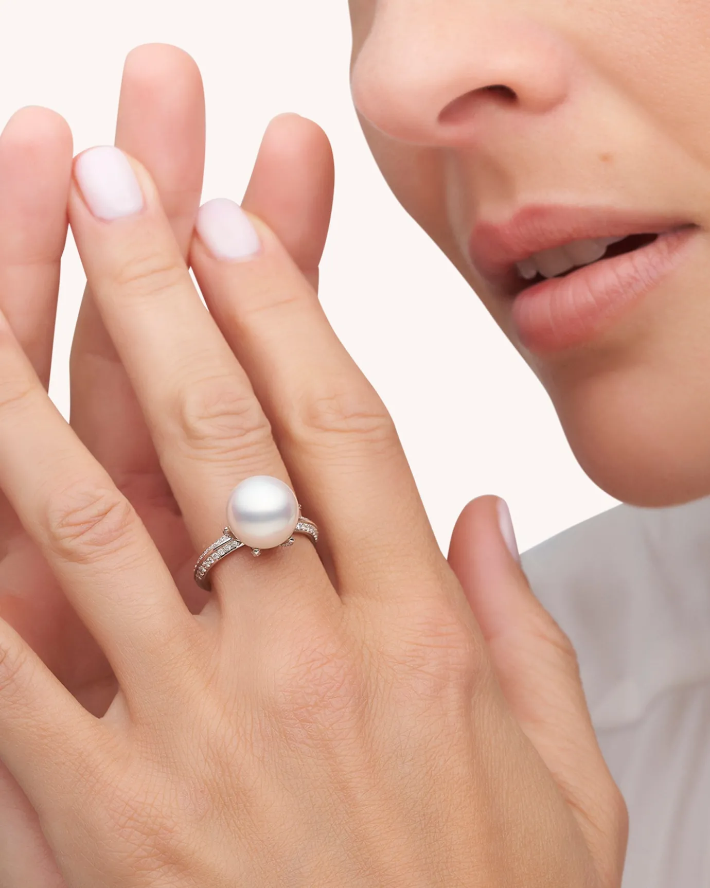 Rings^Paspaley Rockpool Pearl Ring | 11mm Round Pearl, Diamonds, and White Gold WhiteGold